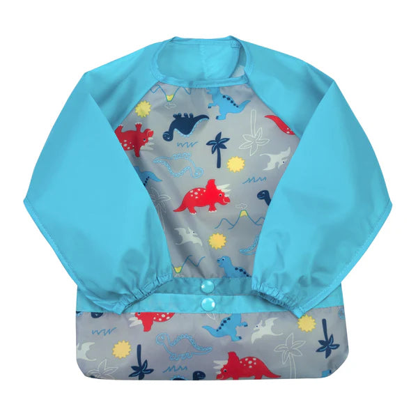 Bavoir à manches longues facile à porter Snap & Go™ - Dinosaures aqua