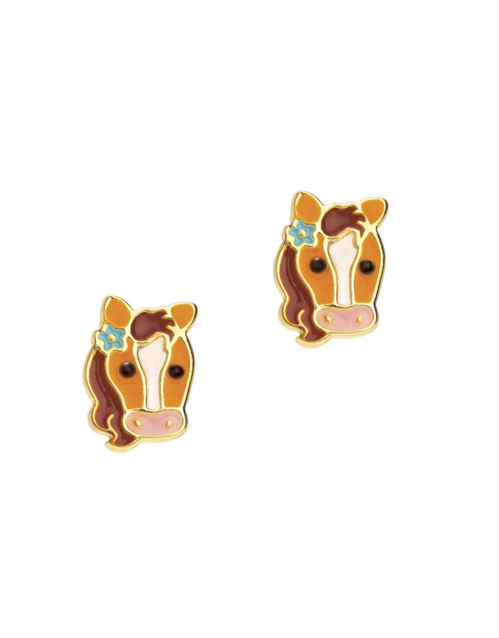 Boucles d'oreilles en émail - Joli poney