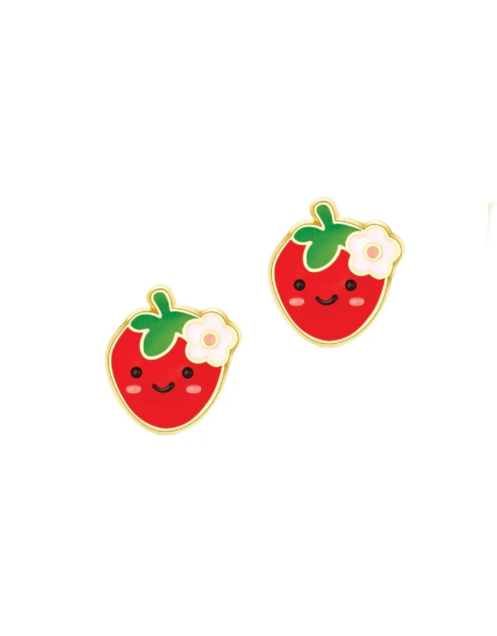 Boucles d'oreilles en émail - Fraise mignonne