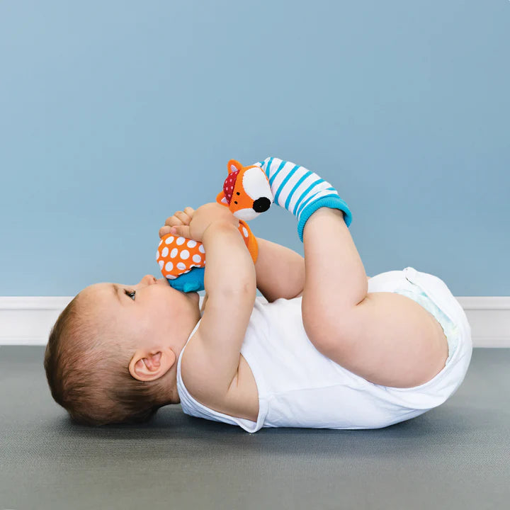 Düo: Chaussettes hochet pour bébés Hibou et renard