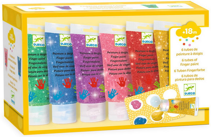 Ensemble de 6 tubes de peinture à doigts paillettes