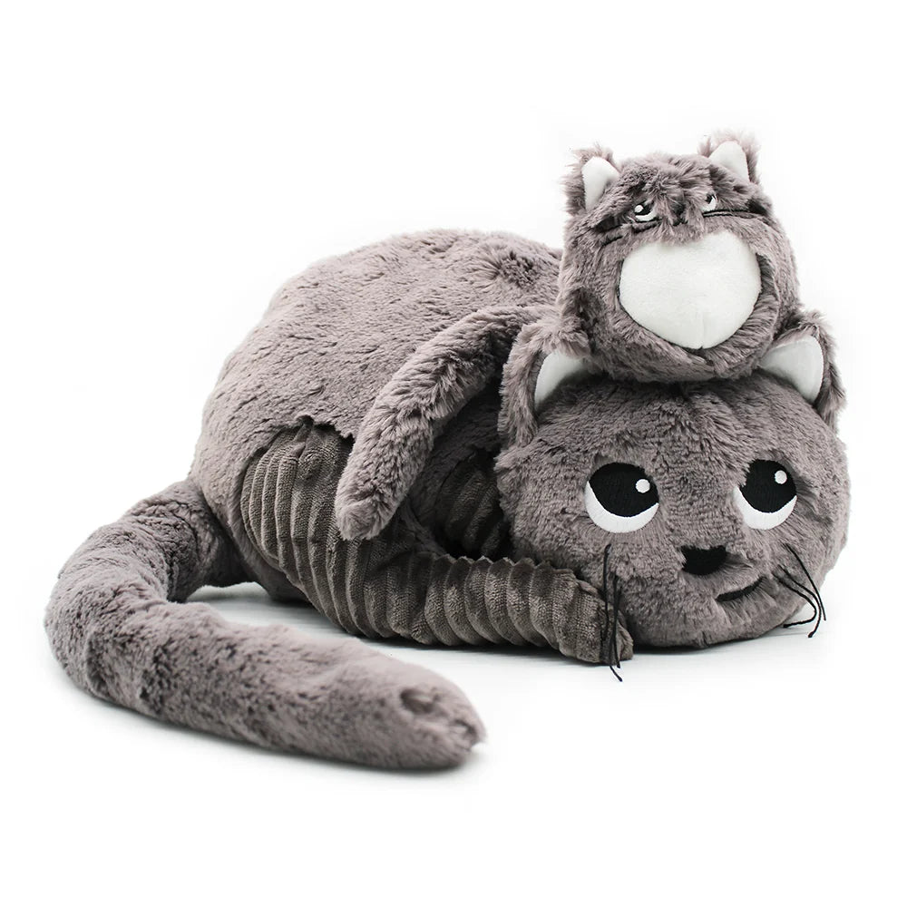 Peluche chat Miaou maman et son bébé gris