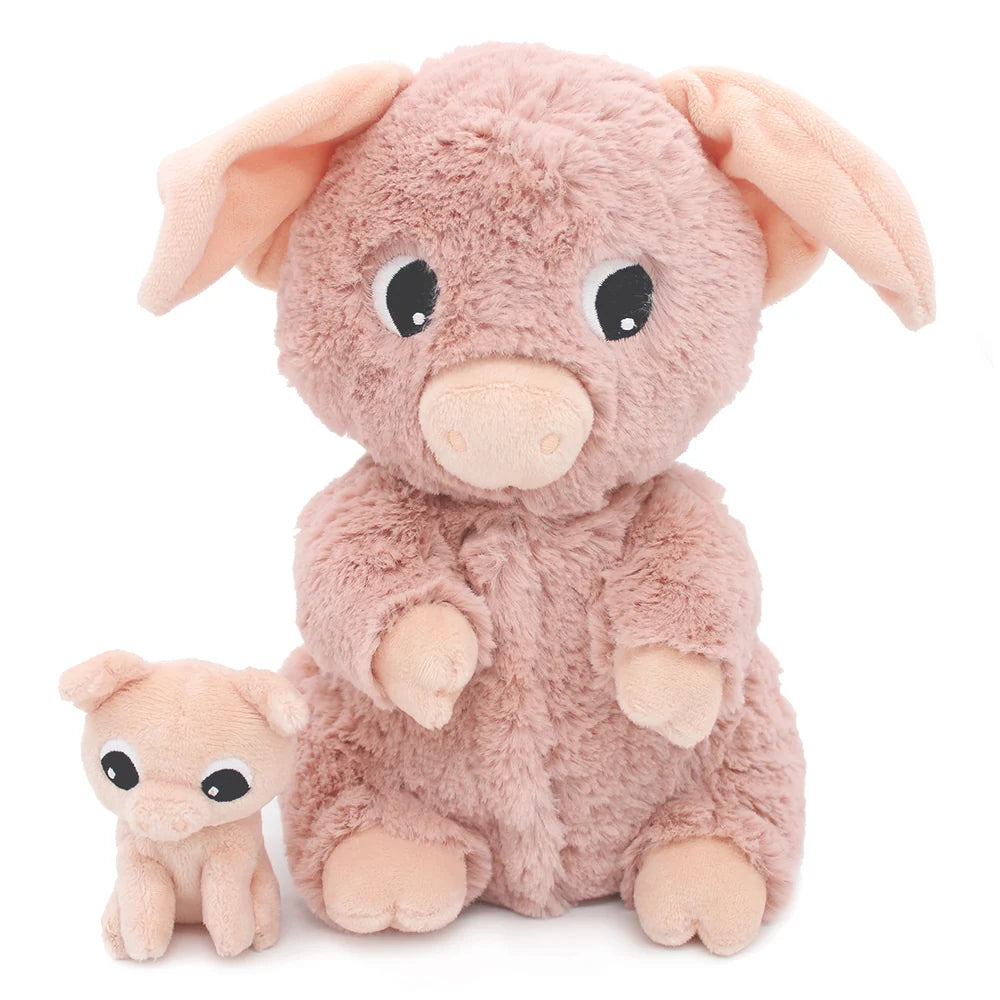 Peluche cochon Barbekiou maman et son bébé rose