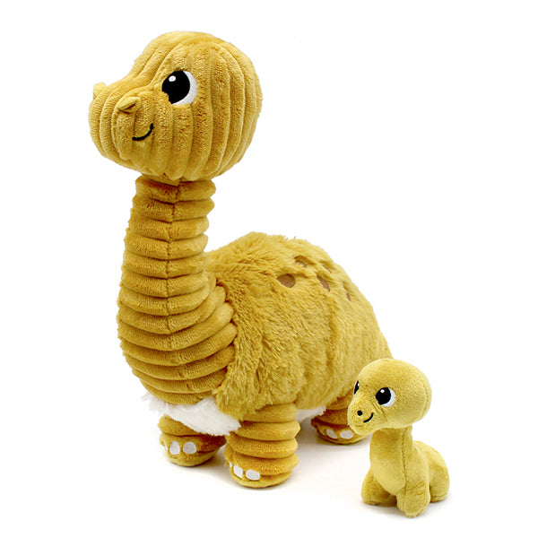 Peluche Diplodocus maman et son bébé moutarde
