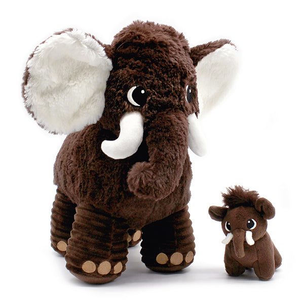 Peluche Mammouth maman et son bébé chocolat