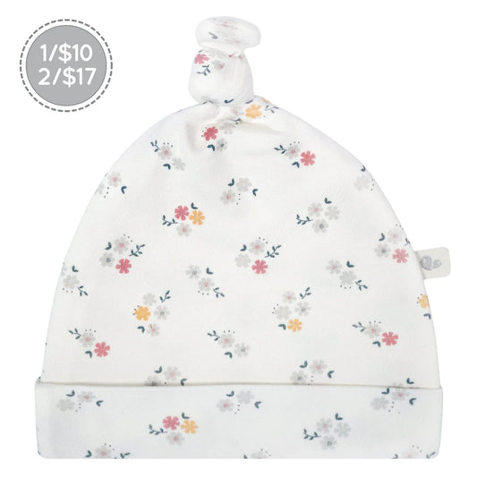 Bonnet en bambou pour nouveau-né - Petites fleurs