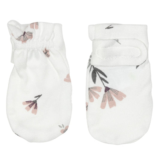 Mitaines anti-rayures en bambou pour nouveau-né - Fleurs aquarelles