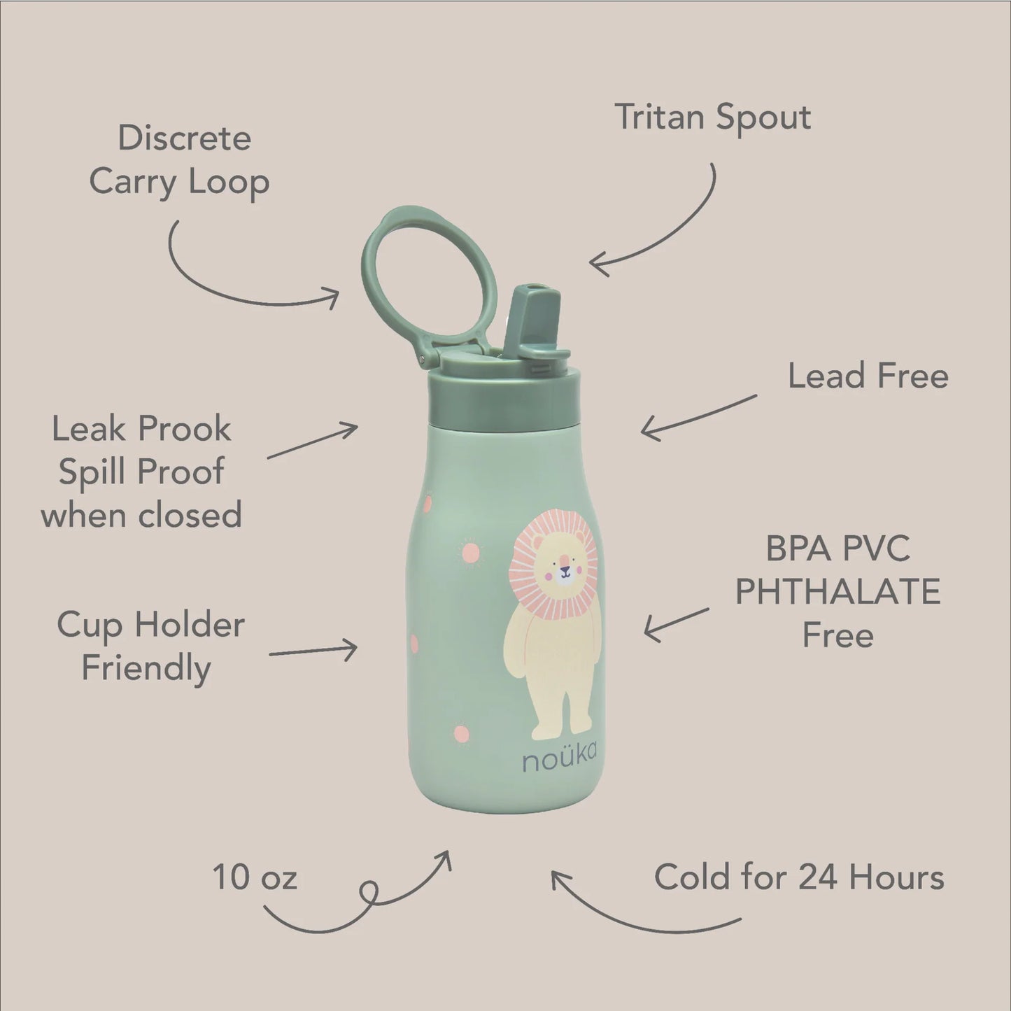 Bouteille d'eau en acier inoxydable 10 Oz