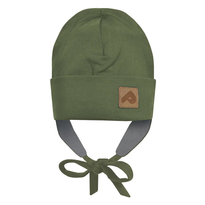Tuque en coton à oreilles avec doublure polaire vert