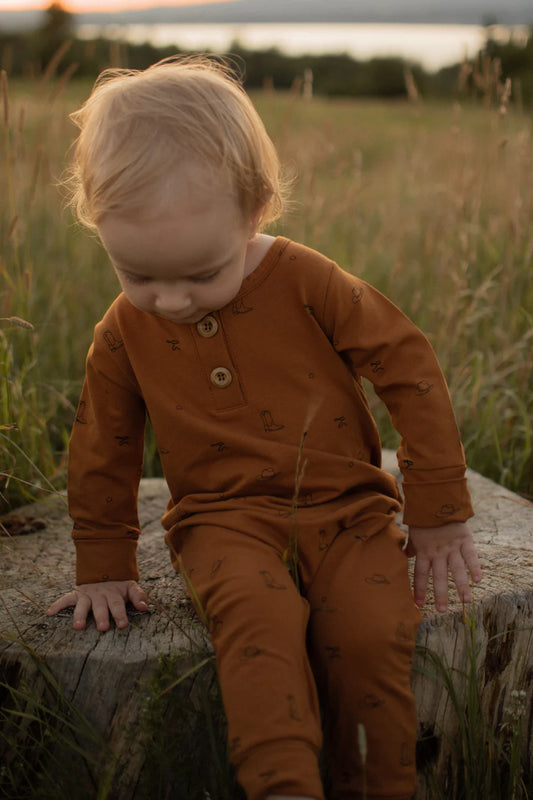Onesie évolutif caramel motif country