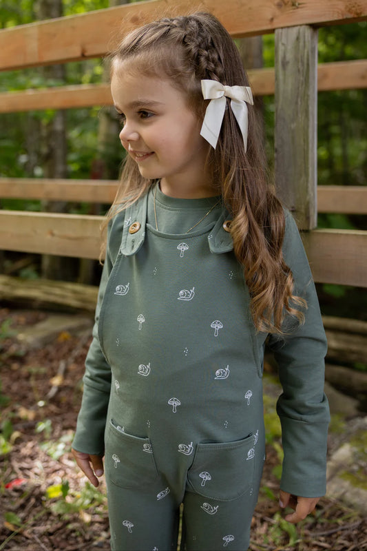 Salopette évolutive vert eucalyptus motif escargots