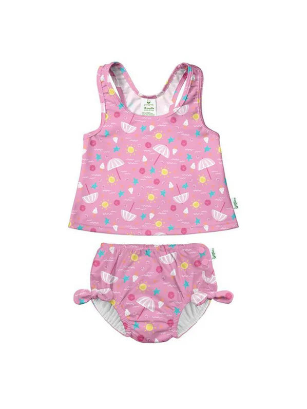 Tankini à nœud en deux pièces avec couche de bain absorbante réutilisable à pression