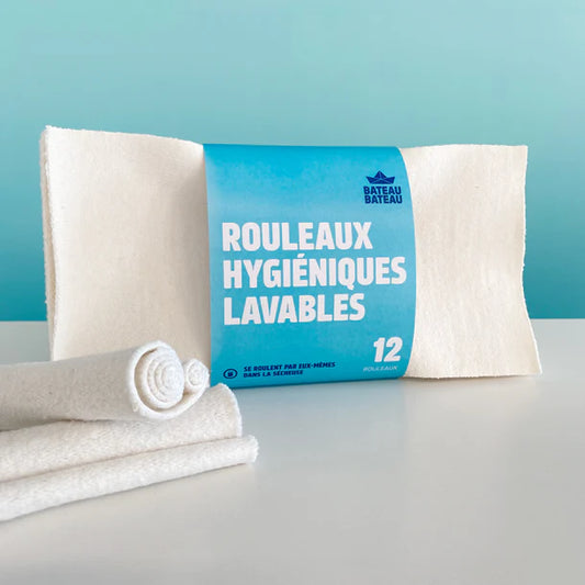 12 rouleaux de papier de toilette réutilisable blancs