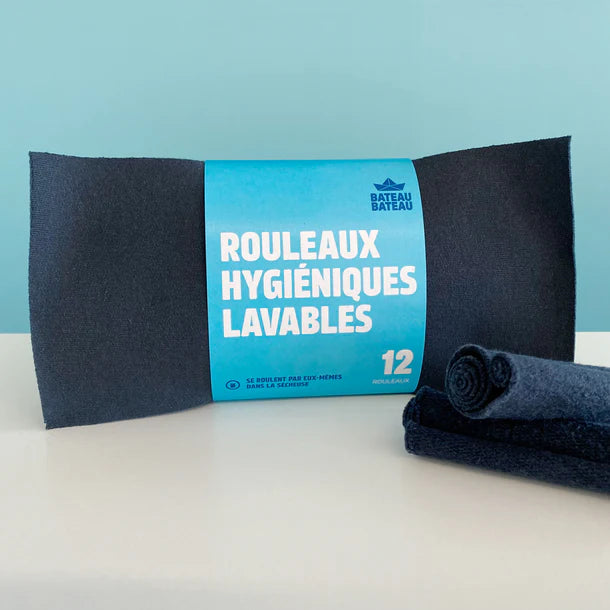 12 rouleaux de papier de toilette réutilisable noirs