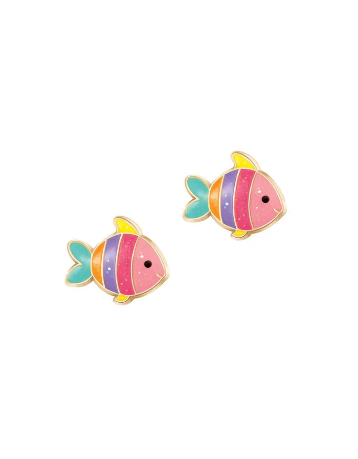 Boucles d'oreilles en émail - Poisson arc-en-ciel