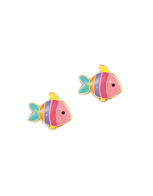 Boucles d'oreilles en émail - Poisson arc-en-ciel