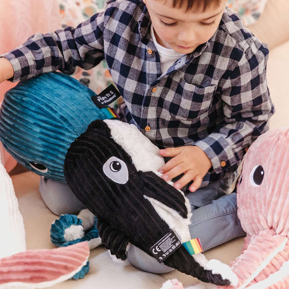 Peluche orque Morfalou maman et son bébé noir - Les Ptipotos