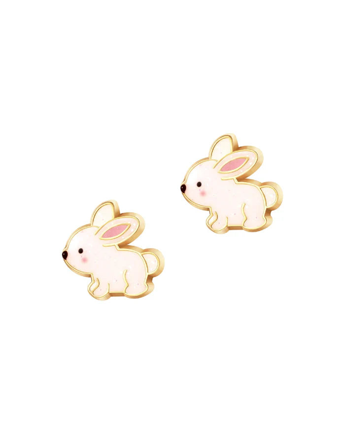 Boucles d'oreilles en émail - Lapin de profil