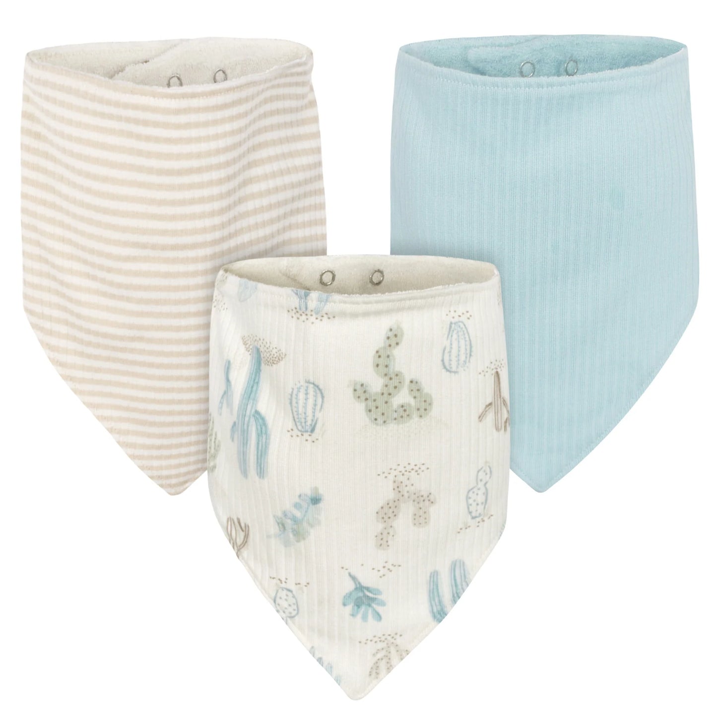 Lot de 3 bavoirs bandanas pour bébé garçon à motif de cactus du désert