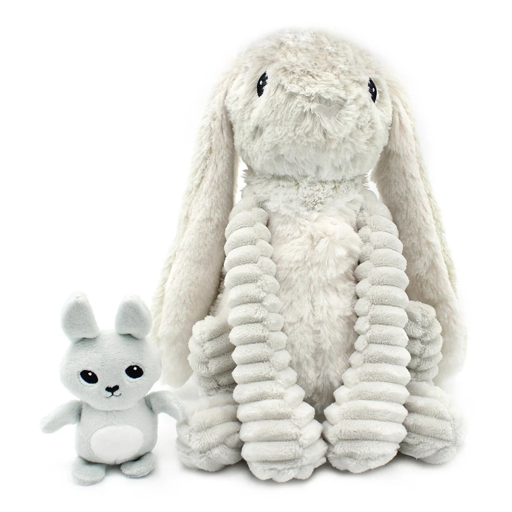 Peluche lapin Toudou maman et son bébé gris clair