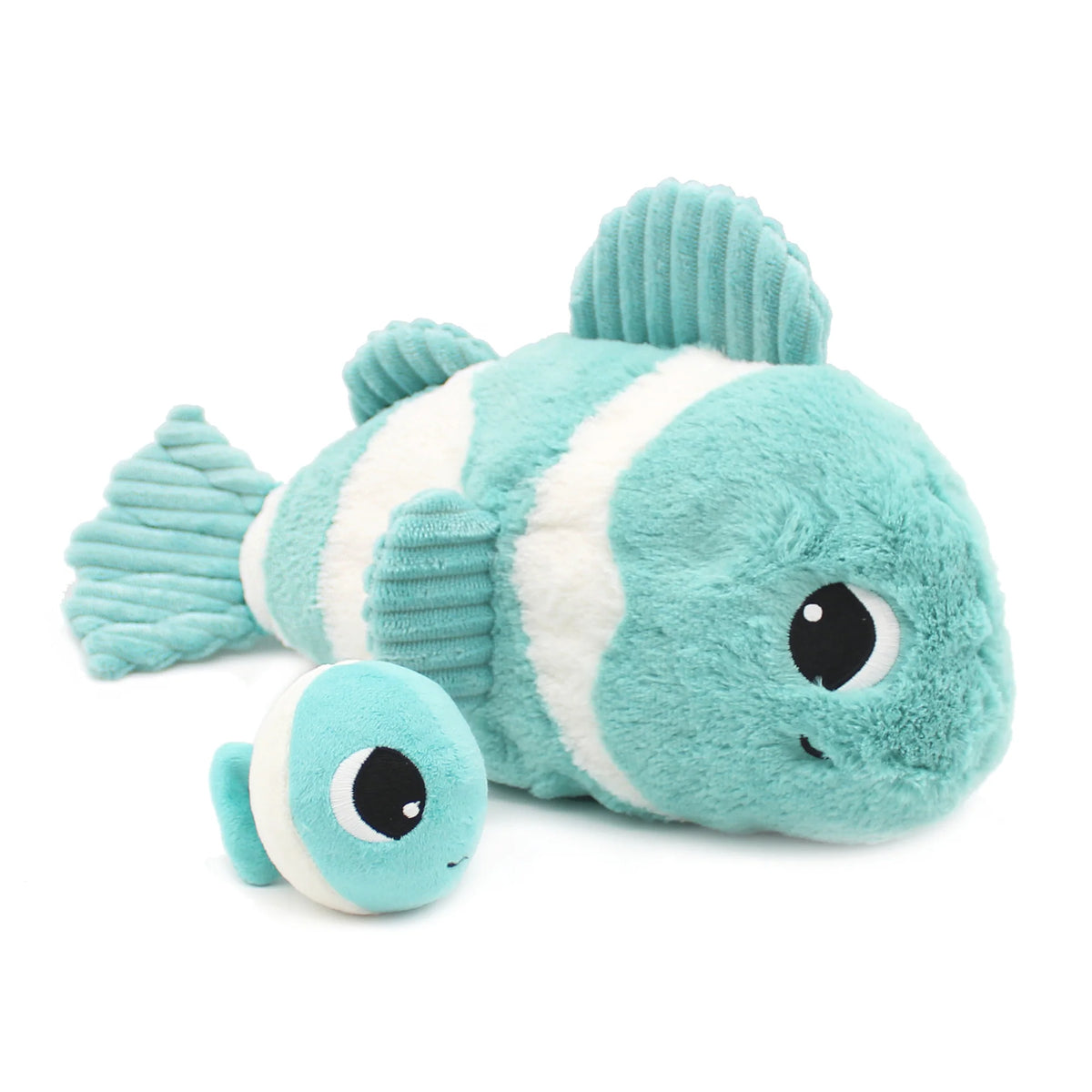 Peluche poisson-clown Bigou maman et son bébé bleu aqua