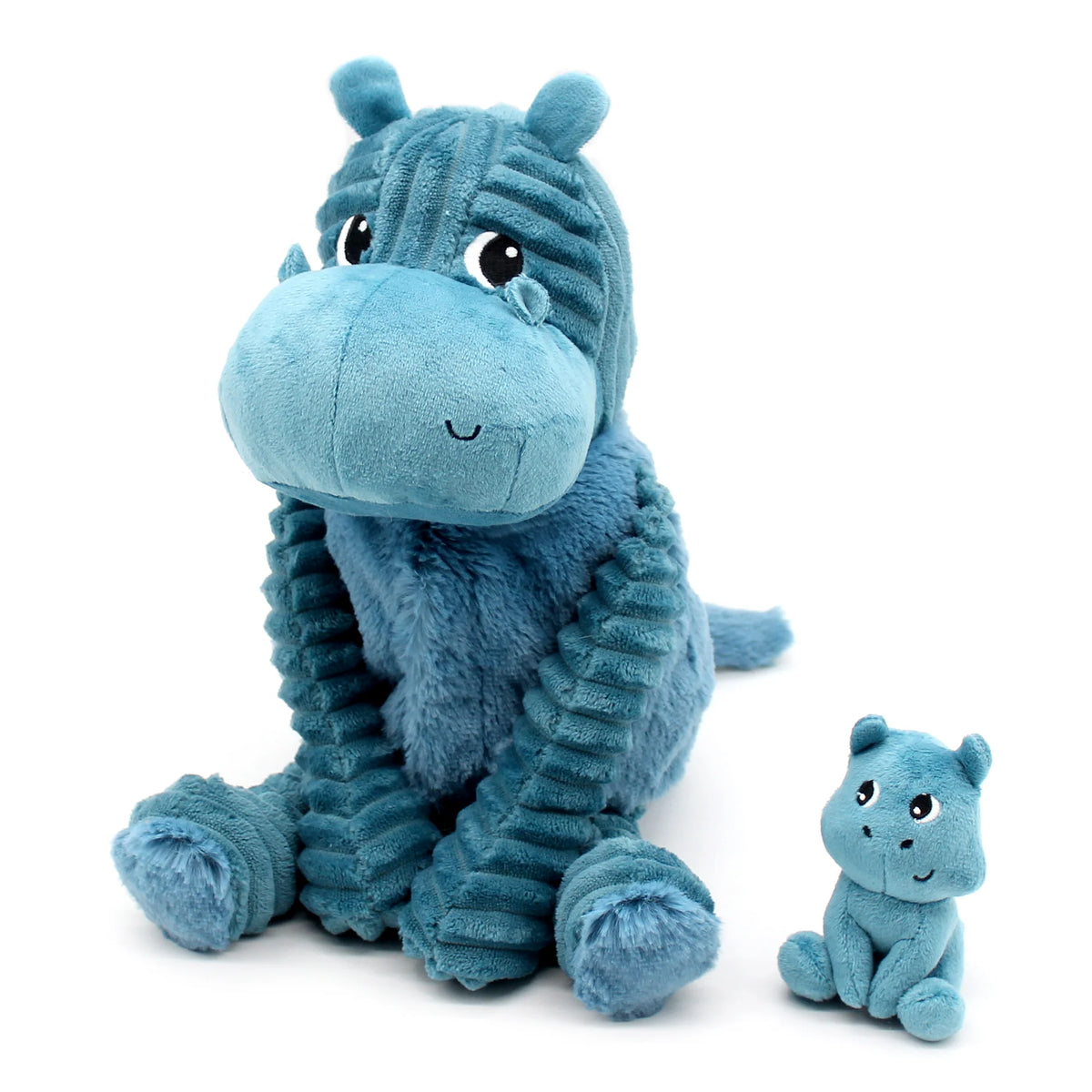 Peluche hippopotame Bibou maman et son bébé bleu