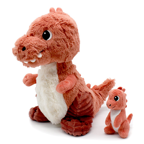 Peluche T-Rex maman et son bébé terracotta