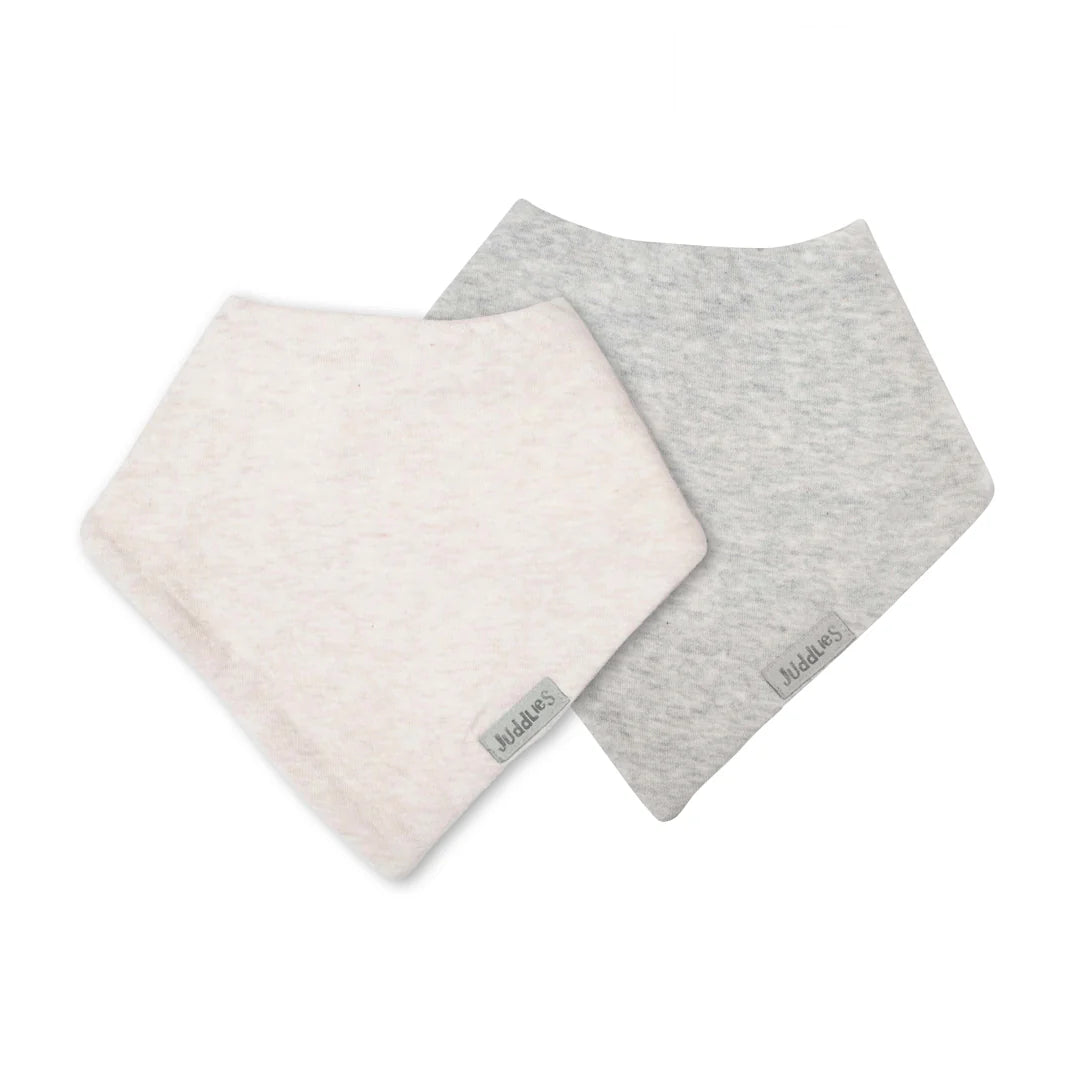 Collection Breathe EZE | Bavoirs bandana pour bébé (lot de 2) : tache gris clair et tache d'eau de rose