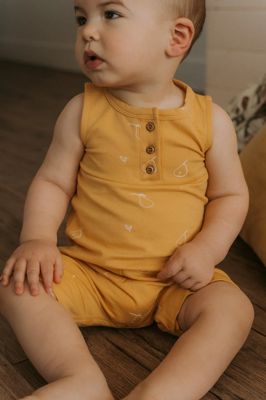 Romper évolutif jaune motif poires