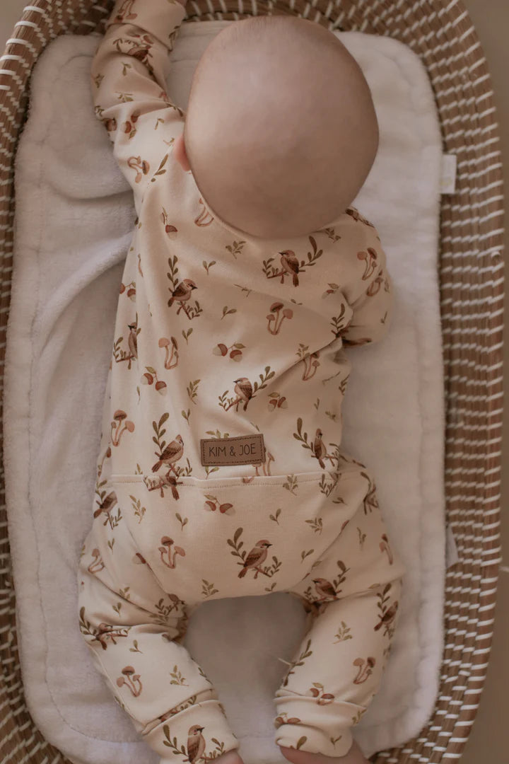 Onesie évolutif beige motifs oiseaux