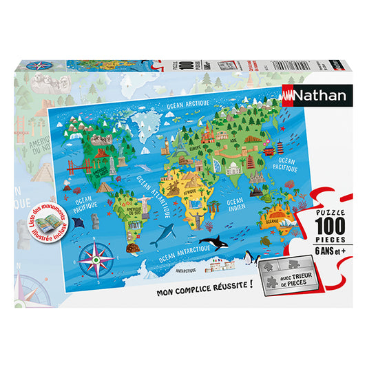 Carte du monde des monuments puzzle 100 mcx