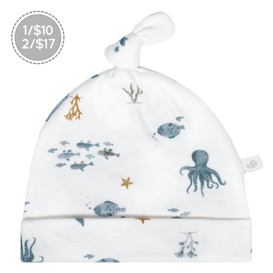 Bonnet pour bébé en bambou pour nouveau-né - Fond Marin