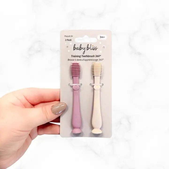Brosse à dents d'entraînement pour bébé 360° - Lot de 2