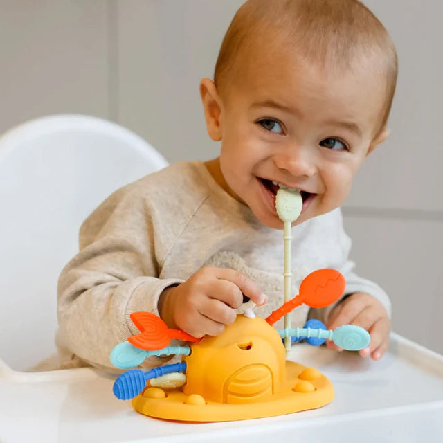 Jouet à ventouse multisensoriel en silicone – Crabe
