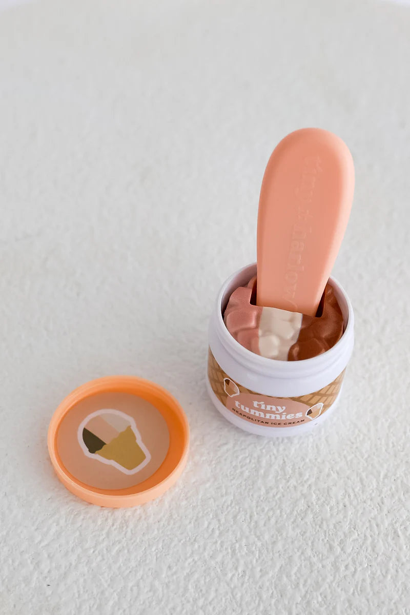 Ensemble petit pot et cuillère Crème glacée napolitaine