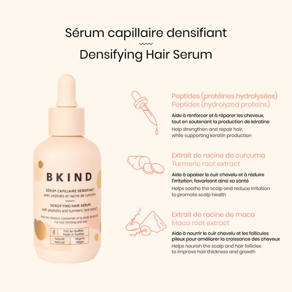 Sérum capillaire densifiant avec peptides et racine de curcuma
