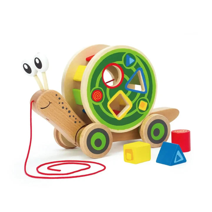 Jouet à tirer en bois pour tout-petits Escargot