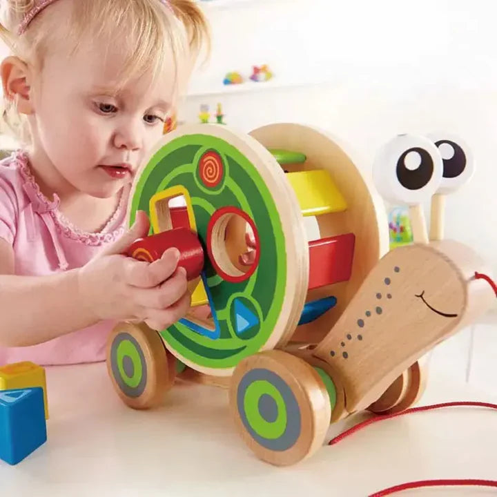 Jouet à tirer en bois pour tout-petits Escargot