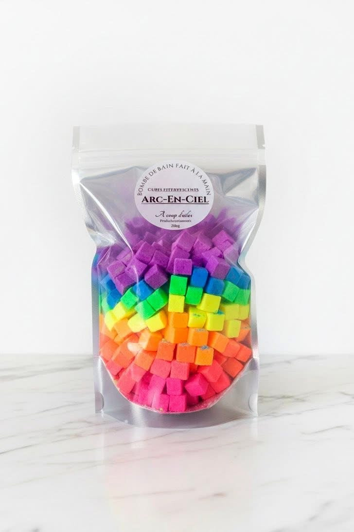 Bombes de bain cubes arc-en-ciel