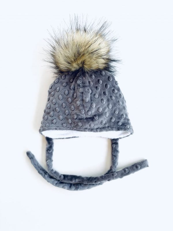 Tuque à pompon gris