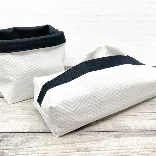 Ensemble de mouchoirs lavables - Chevrons blancs