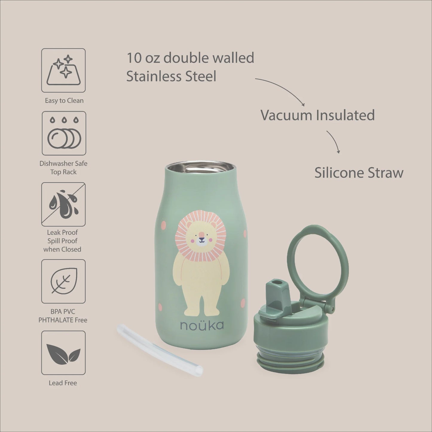 Bouteille d'eau en acier inoxydable 10 Oz
