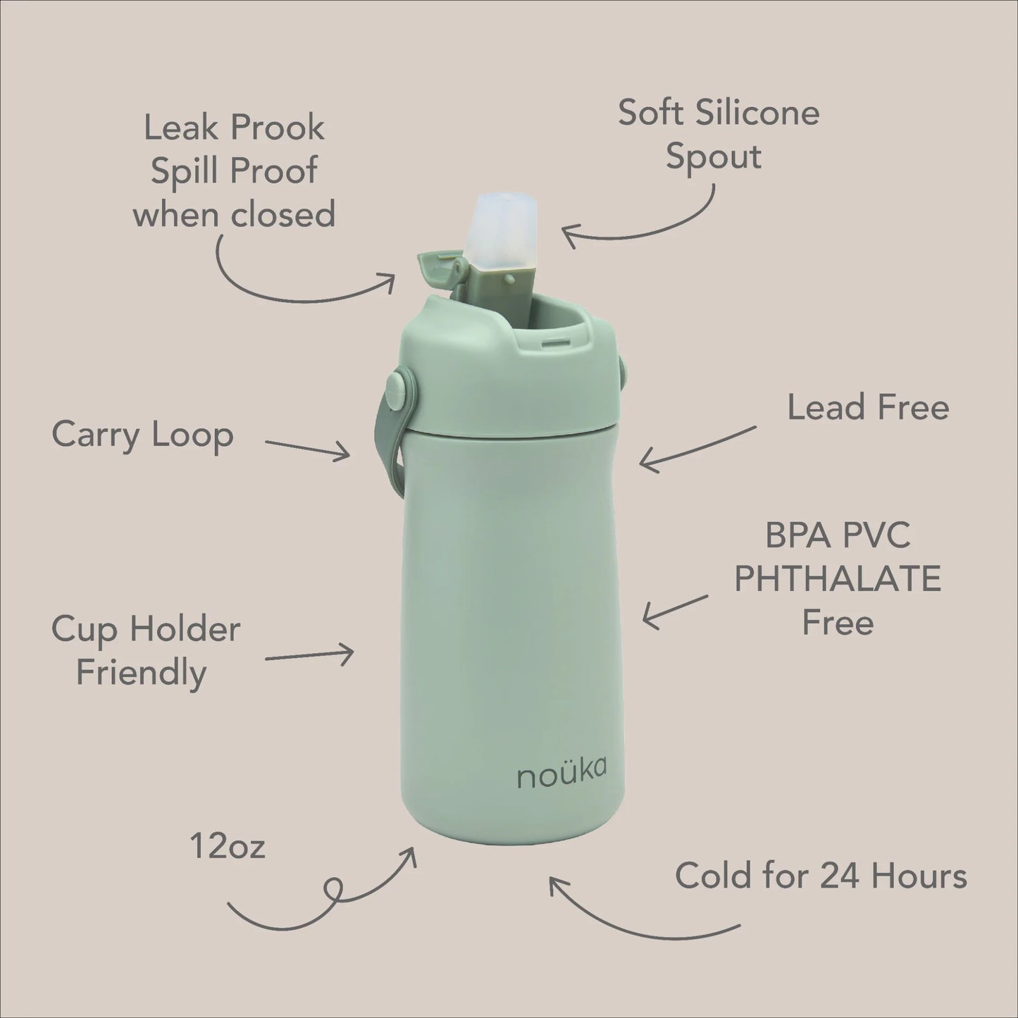 Bouteille d'eau en acier inoxydable 12 Oz