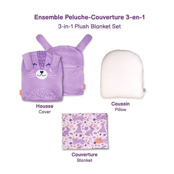 Peluche couverture apaisante 3-en-1