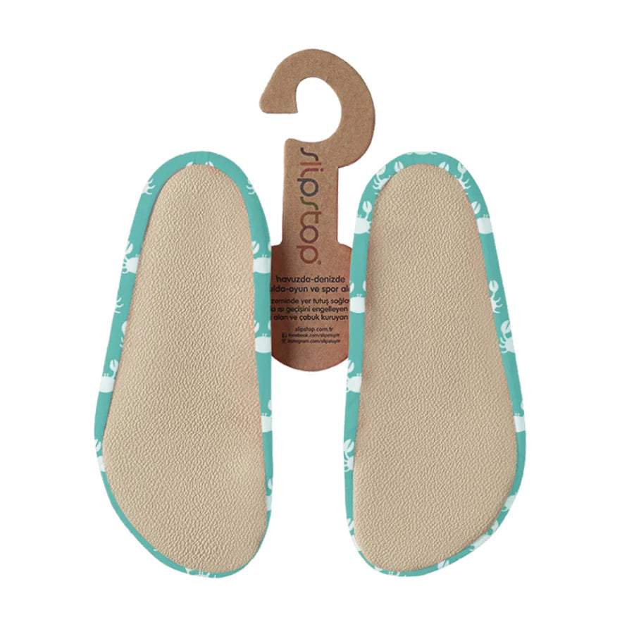 Chaussures d'eau pour enfants Clamps - Bébés crabes sur fond vert turquoise