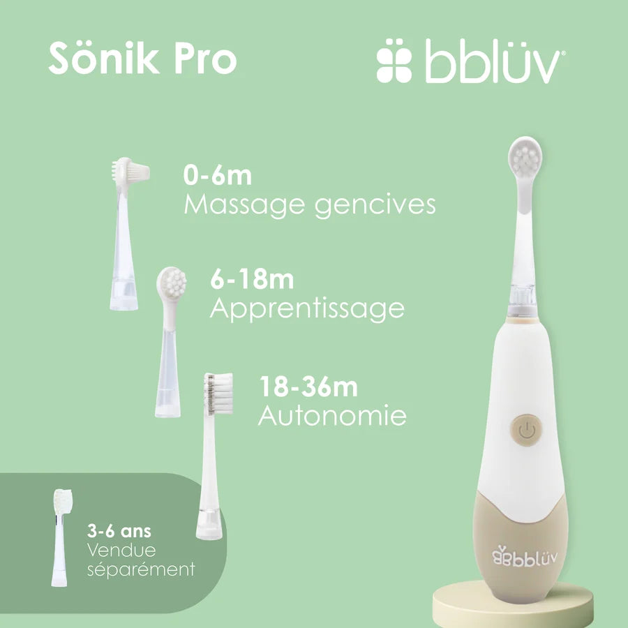 Sönik Pro : Brosse à dent électrique 4 étapes pour bébés, bambins et enfants