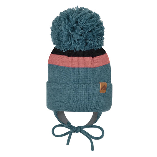 Tuque en acrylique avec oreilles et doublure polaire - Noir/Punch/Satellite