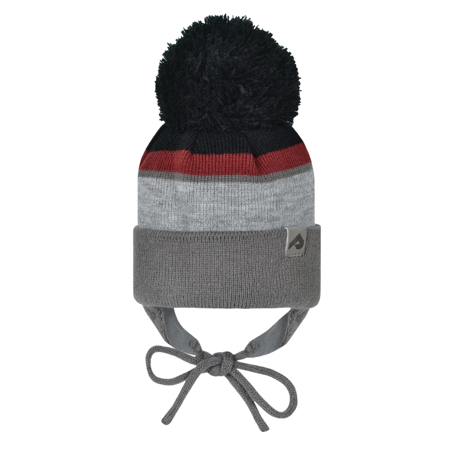 Tuque en acrylique avec oreilles et doublure polaire - Noir/Grenat/Galet/Ardoise