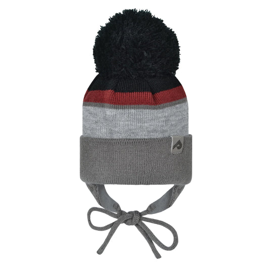 Tuque en acrylique avec oreilles et doublure polaire - Noir/Grenat/Galet/Ardoise