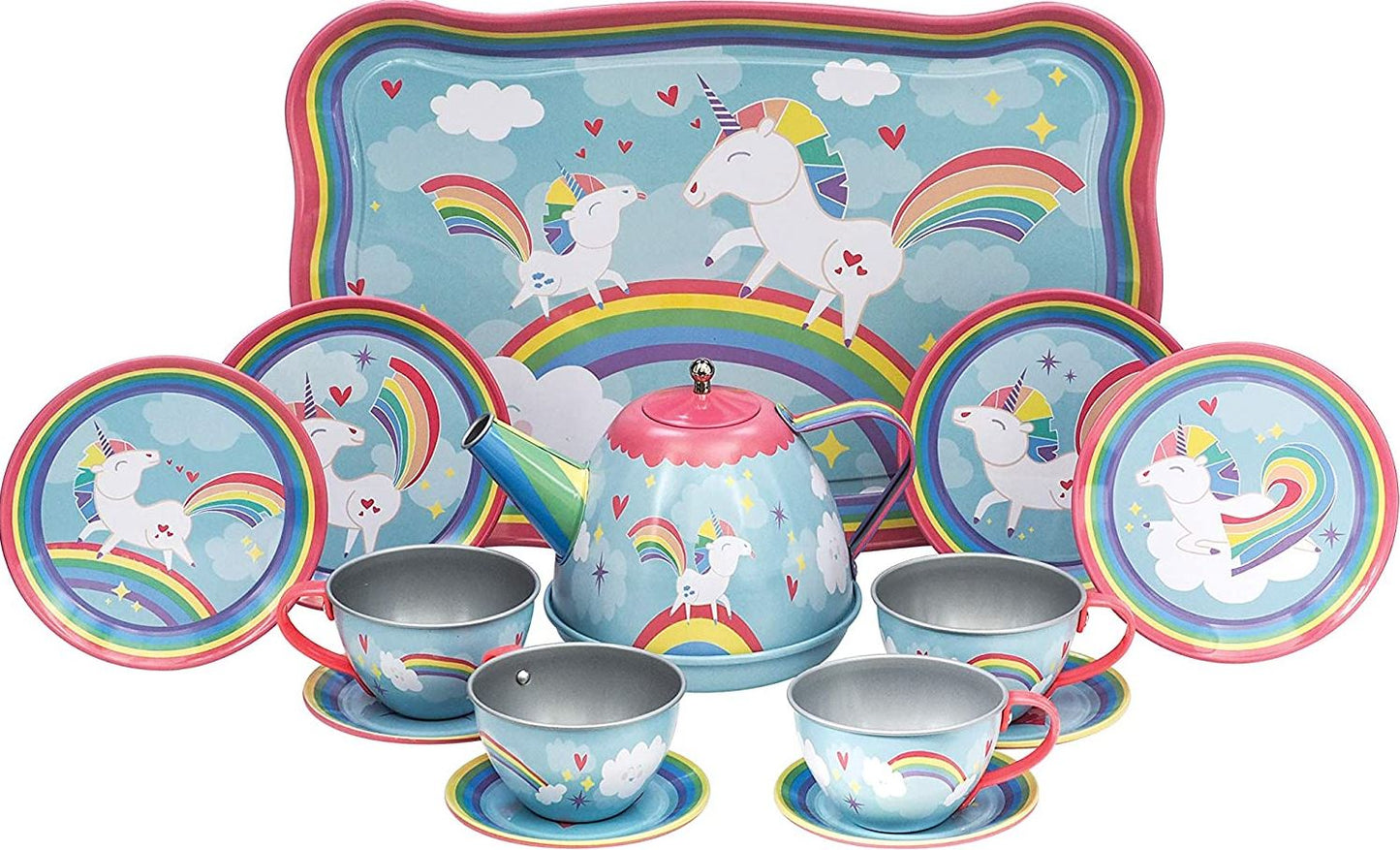 Ensemble de thé licorne en étain